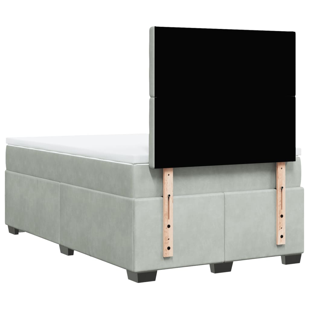 Giroletto a Molle con Materasso Grigio Chiaro 120x200cm Velluto