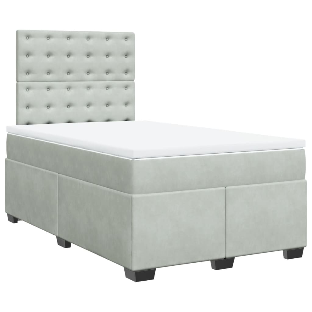 Giroletto a Molle con Materasso Grigio Chiaro 120x200cm Velluto