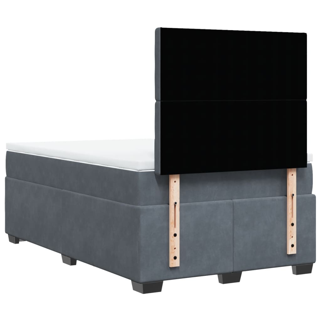 Giroletto a Molle con Materasso Grigio Scuro 120x200 cm Velluto
