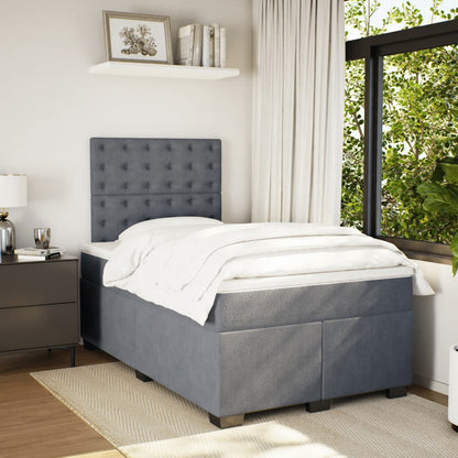 Giroletto a Molle con Materasso Grigio Scuro 120x200 cm Velluto