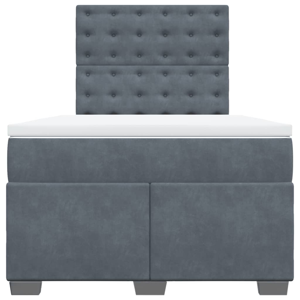 Giroletto a Molle con Materasso Grigio Scuro 120x200 cm Velluto