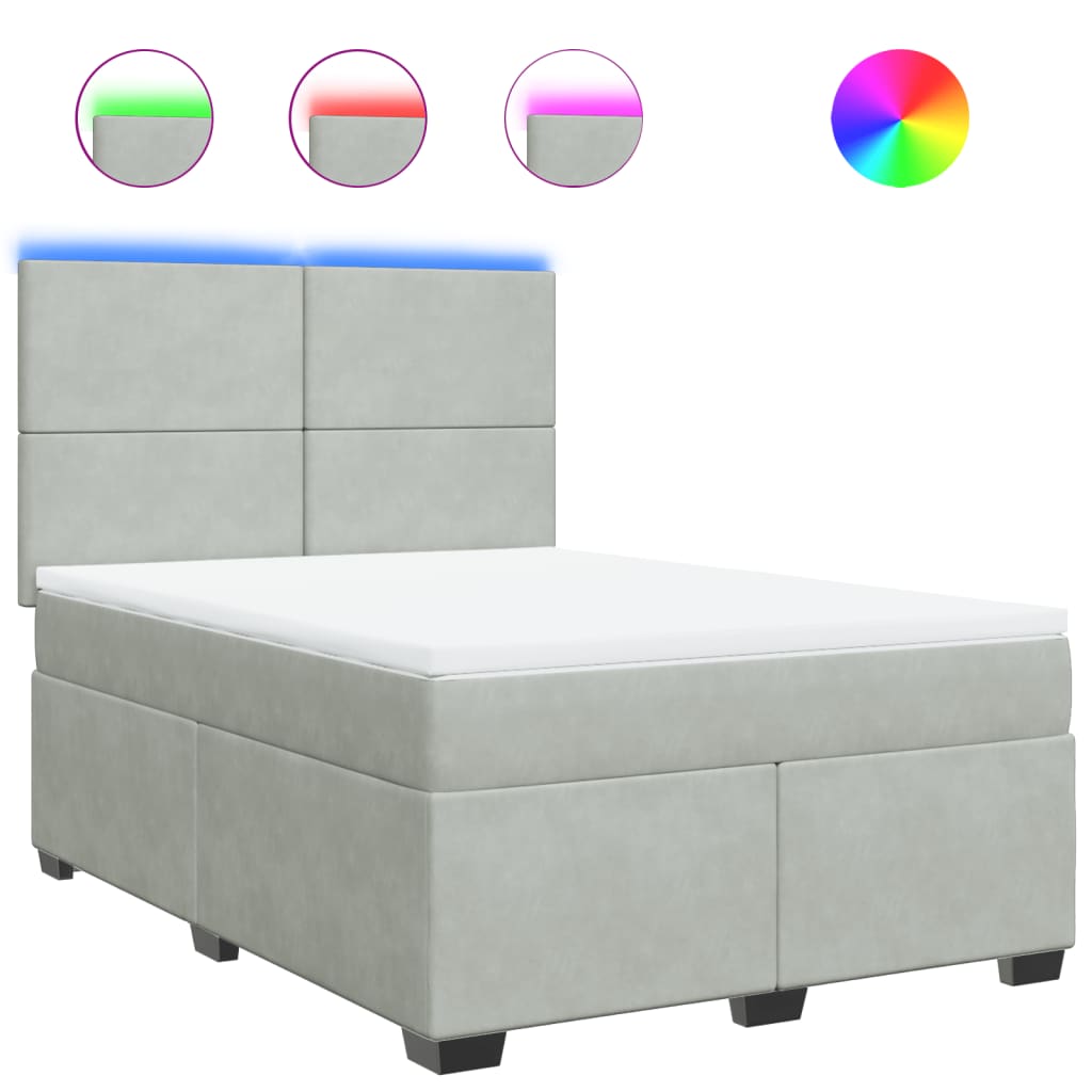 Giroletto a Molle con Materasso Grigio Chiaro 140x190cm Velluto