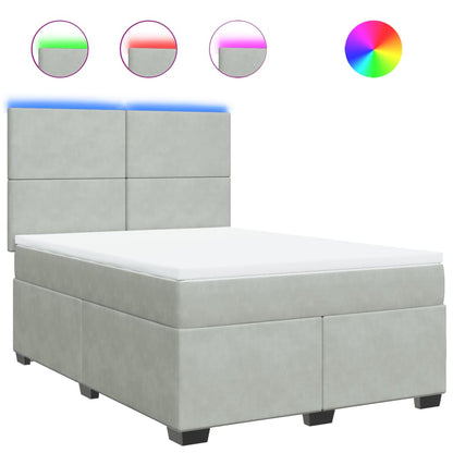Giroletto a Molle con Materasso Grigio Chiaro 140x190cm Velluto