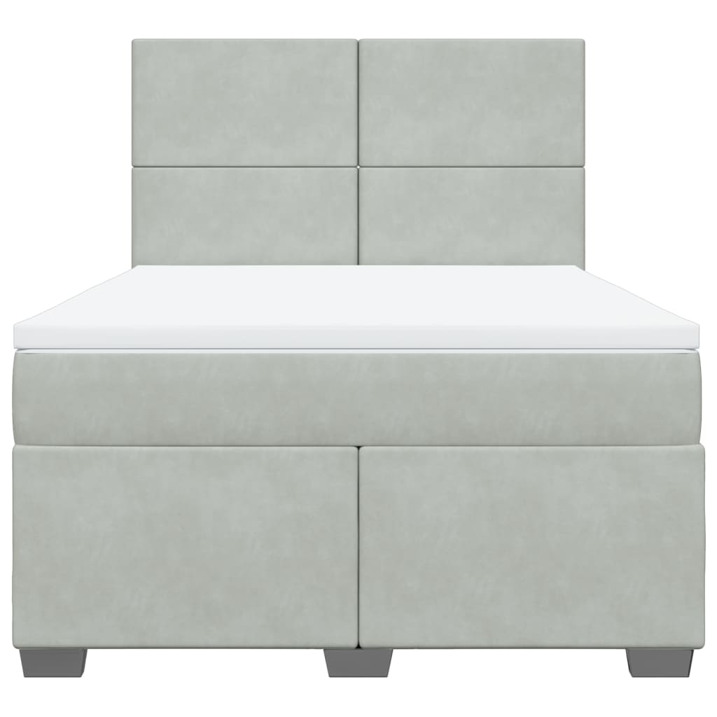 Giroletto a Molle con Materasso Grigio Chiaro 140x190cm Velluto