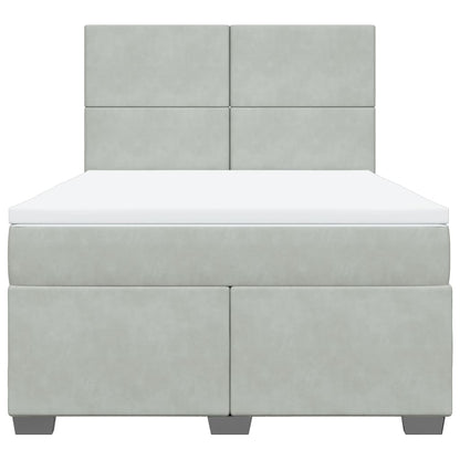 Giroletto a Molle con Materasso Grigio Chiaro 140x190cm Velluto