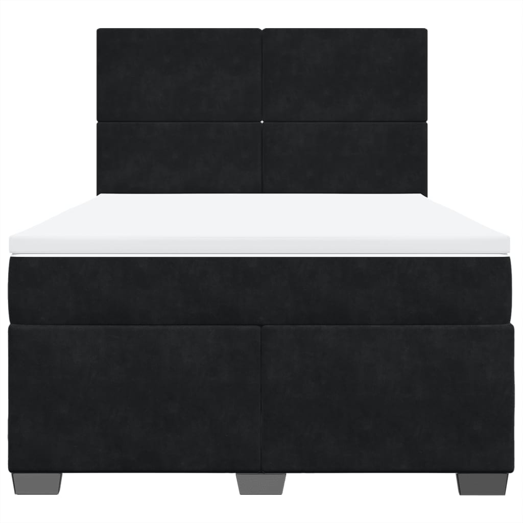 Giroletto a Molle con Materasso Nero 140x190 cm in Velluto