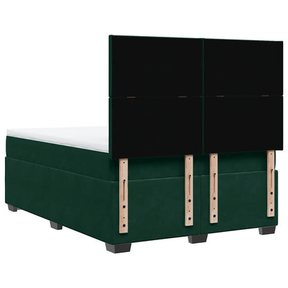 Giroletto a Molle con Materasso Verde Scuro 140x190 cm Velluto