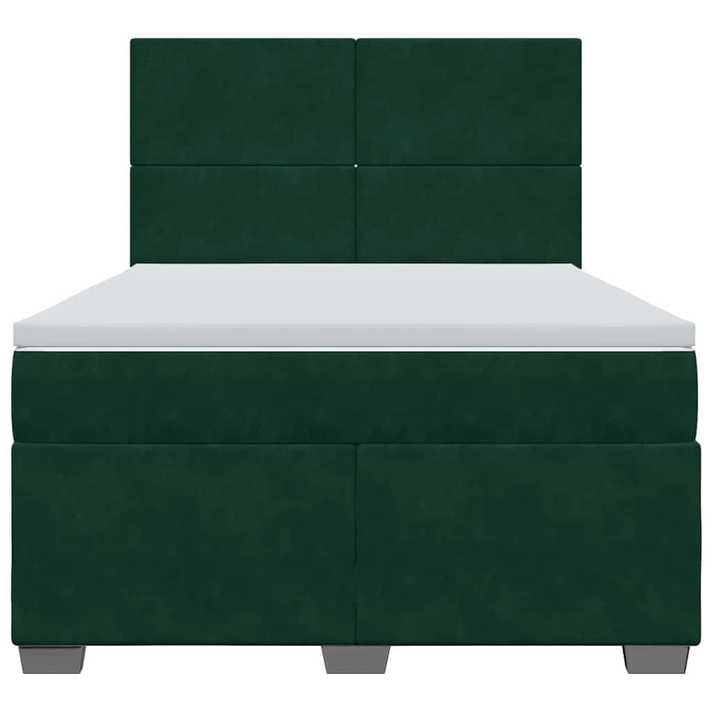Giroletto a Molle con Materasso Verde Scuro 140x190 cm Velluto