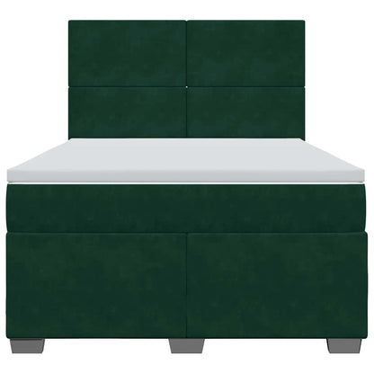 Giroletto a Molle con Materasso Verde Scuro 140x190 cm Velluto