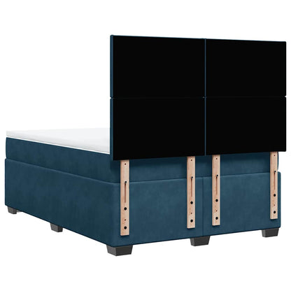 Giroletto a Molle con Materasso Blu 140x190 cm in Velluto