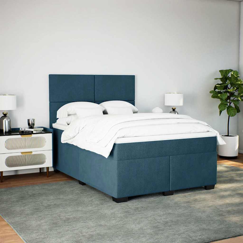 Giroletto a Molle con Materasso Blu 140x190 cm in Velluto