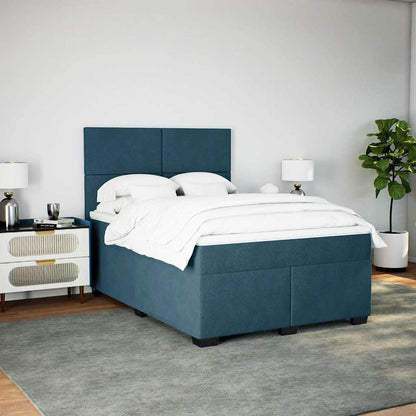Giroletto a Molle con Materasso Blu 140x190 cm in Velluto