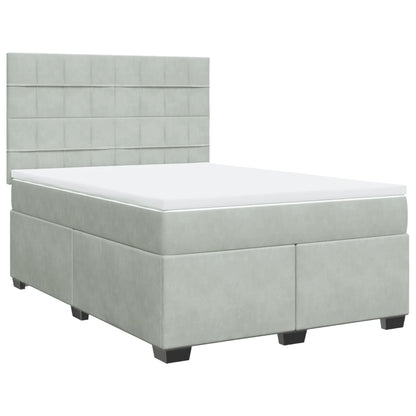 Giroletto a Molle con Materasso Grigio Chiaro 140x190cm Velluto