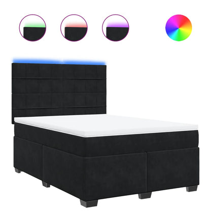 Giroletto a Molle con Materasso Nero 140x190 cm in Velluto | homemem39