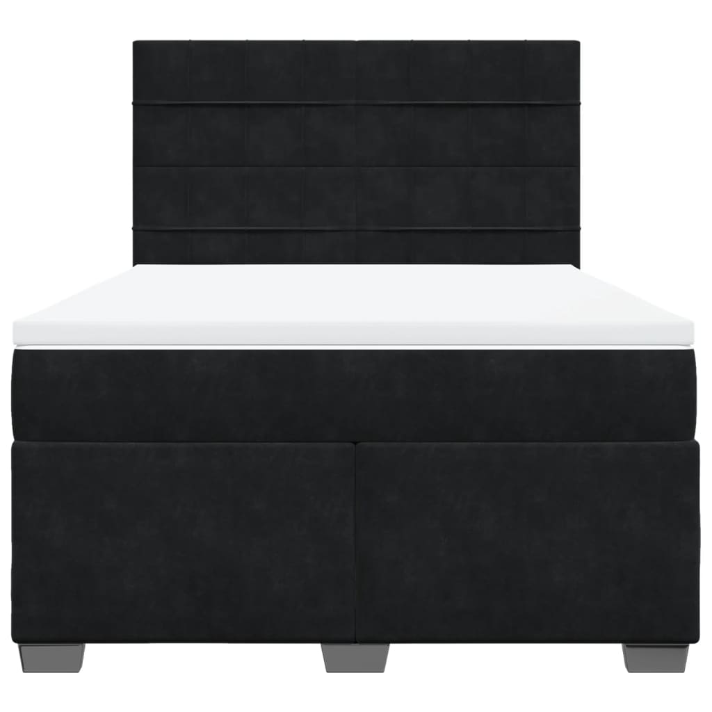 Giroletto a Molle con Materasso Nero 140x190 cm in Velluto