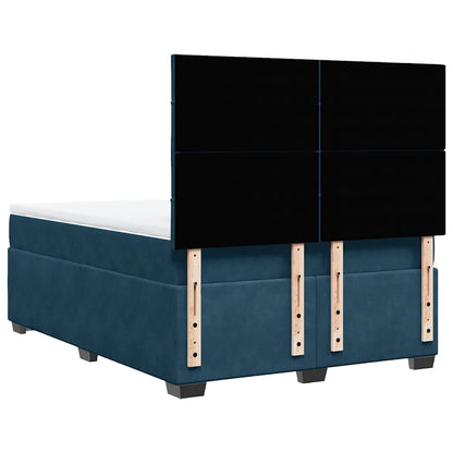 Giroletto a Molle con Materasso Blu 140x190 cm in Velluto
