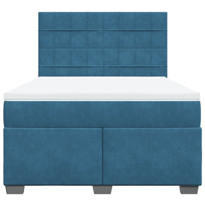 Giroletto a Molle con Materasso Blu 140x190 cm in Velluto