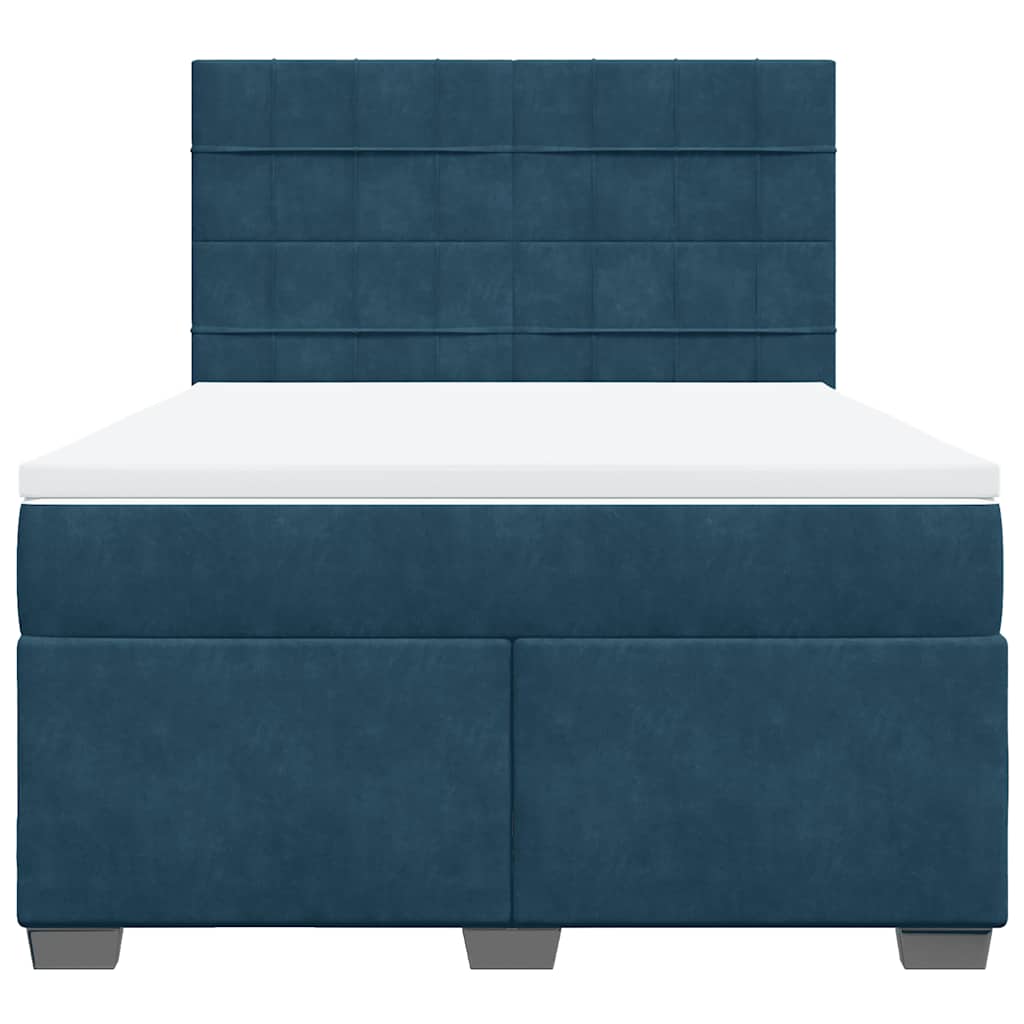 Giroletto a Molle con Materasso Blu 140x190 cm in Velluto