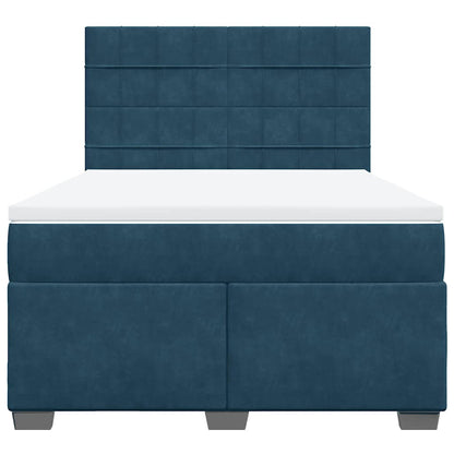 Giroletto a Molle con Materasso Blu 140x190 cm in Velluto