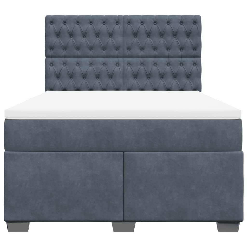 Giroletto a Molle con Materasso Grigio Scuro 140x190 cm Velluto