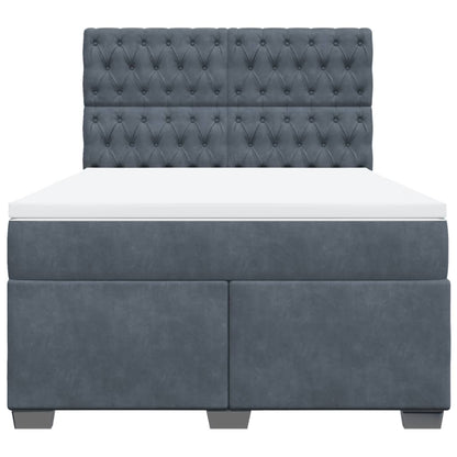Giroletto a Molle con Materasso Grigio Scuro 140x190 cm Velluto
