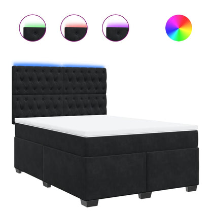 Giroletto a Molle con Materasso Nero 140x190 cm in Velluto | homemem39