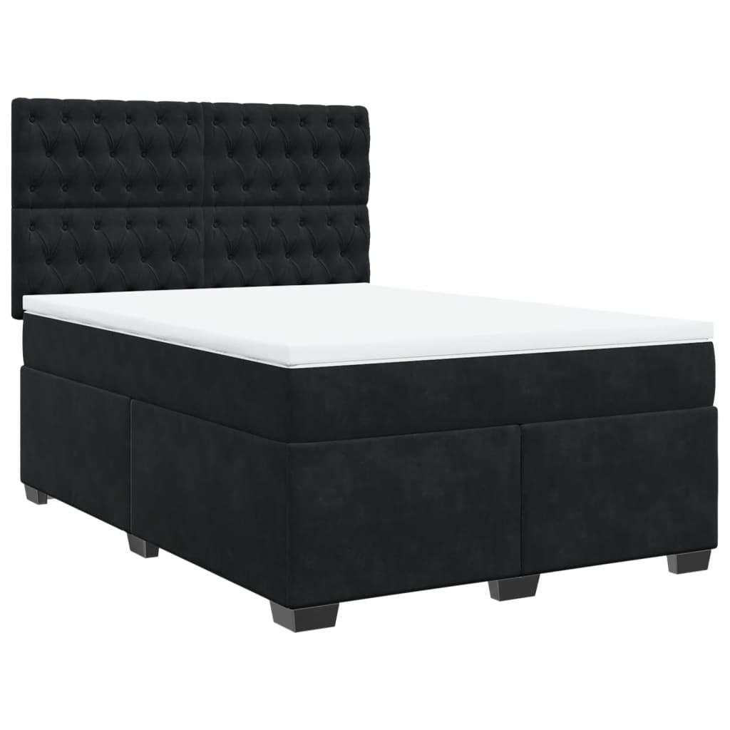 Giroletto a Molle con Materasso Nero 140x190 cm in Velluto | homemem39