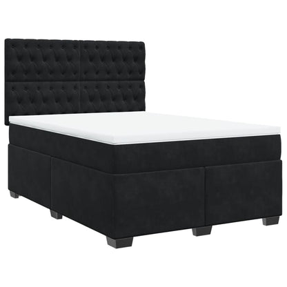 Giroletto a Molle con Materasso Nero 140x190 cm in Velluto