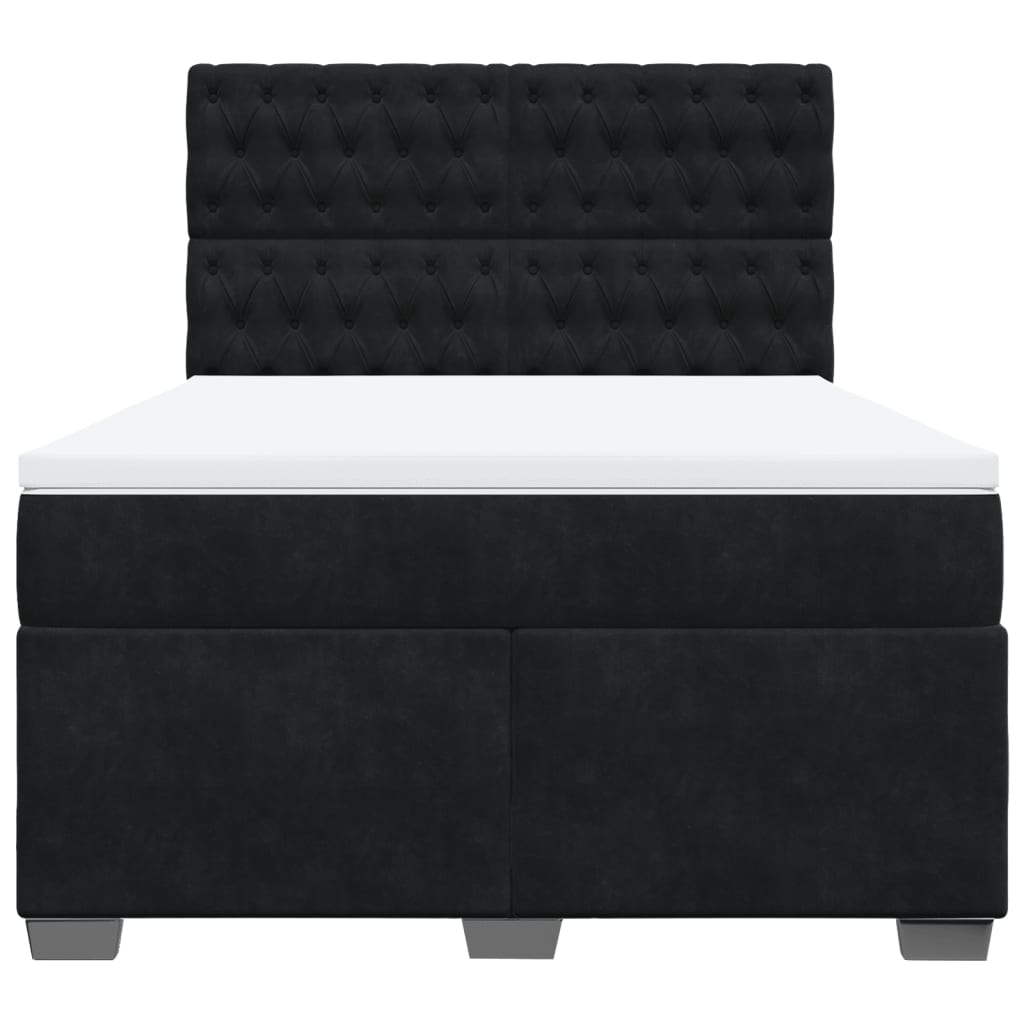 Giroletto a Molle con Materasso Nero 140x190 cm in Velluto | homemem39