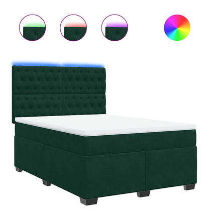 Giroletto a Molle con Materasso Verde Scuro 140x190 cm Velluto