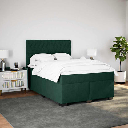 Giroletto a Molle con Materasso Verde Scuro 140x190 cm Velluto