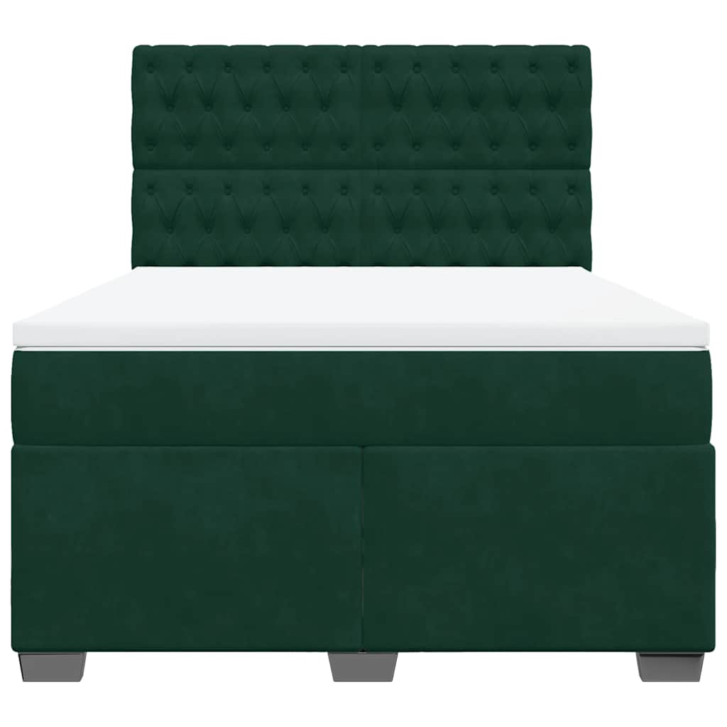 Giroletto a Molle con Materasso Verde Scuro 140x190 cm Velluto