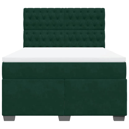 Giroletto a Molle con Materasso Verde Scuro 140x190 cm Velluto