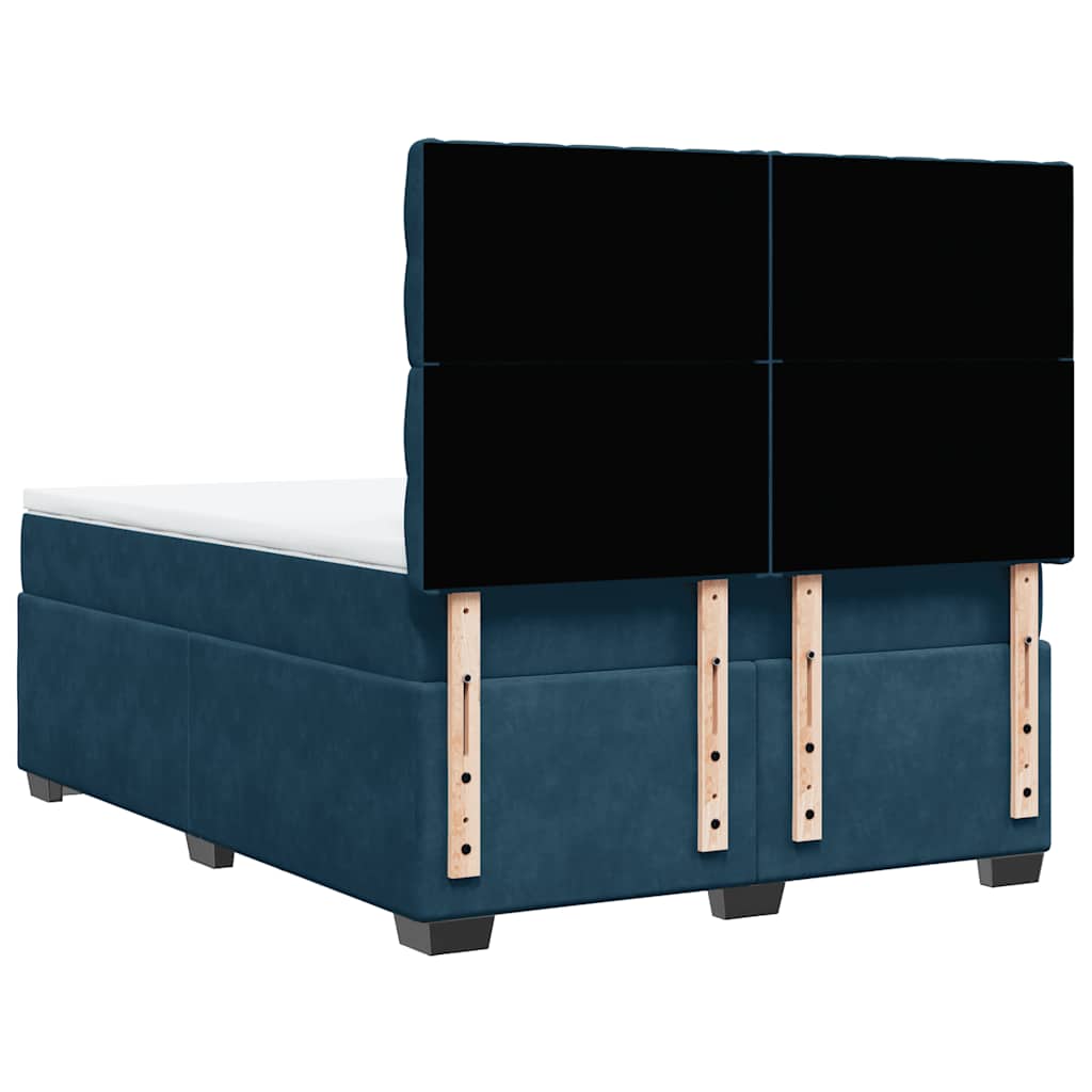 Giroletto a Molle con Materasso Blu 140x190 cm in Velluto
