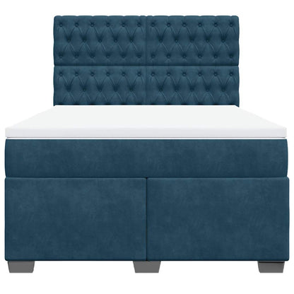 Giroletto a Molle con Materasso Blu 140x190 cm in Velluto