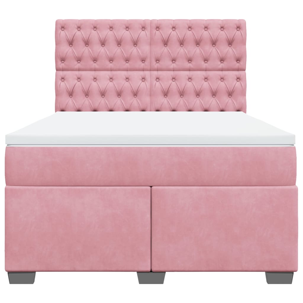 Giroletto a Molle con Materasso Rosa 140x190 cm in Velluto | homemem39