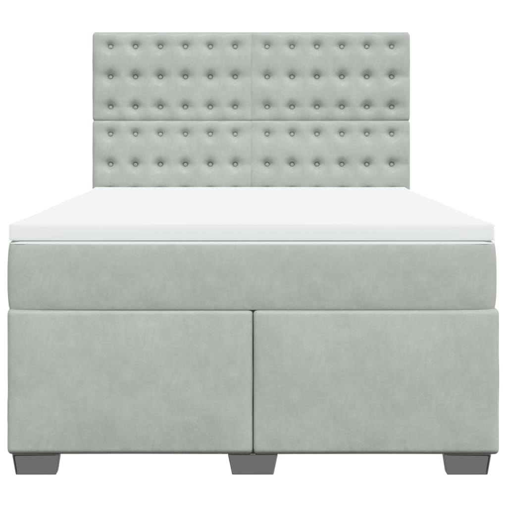 Giroletto a Molle con Materasso Grigio Chiaro 140x190cm Velluto