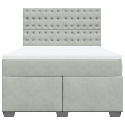 Giroletto a Molle con Materasso Grigio Chiaro 140x190cm Velluto