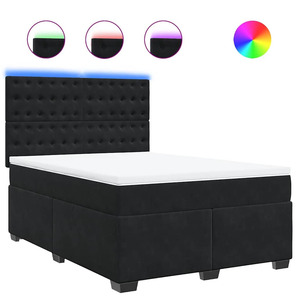 Giroletto a Molle con Materasso Nero 140x190 cm in Velluto | homemem39