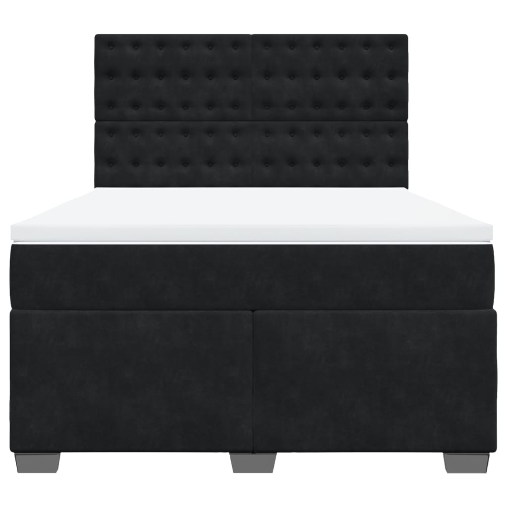Giroletto a Molle con Materasso Nero 140x190 cm in Velluto
