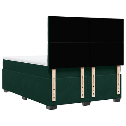 Giroletto a Molle con Materasso Verde Scuro 140x190 cm Velluto