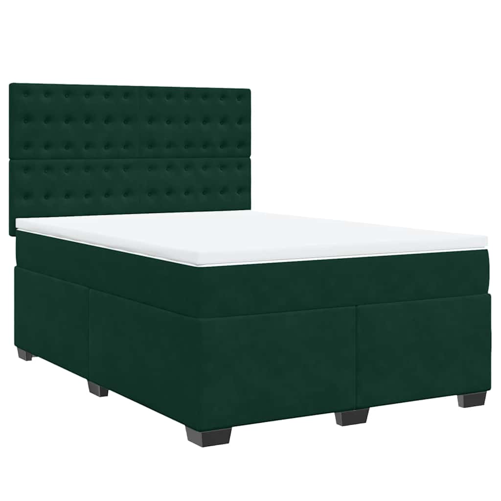 Giroletto a Molle con Materasso Verde Scuro 140x190 cm Velluto