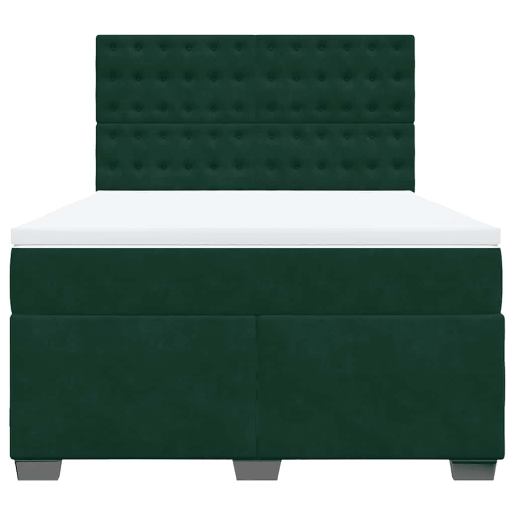 Giroletto a Molle con Materasso Verde Scuro 140x190 cm Velluto