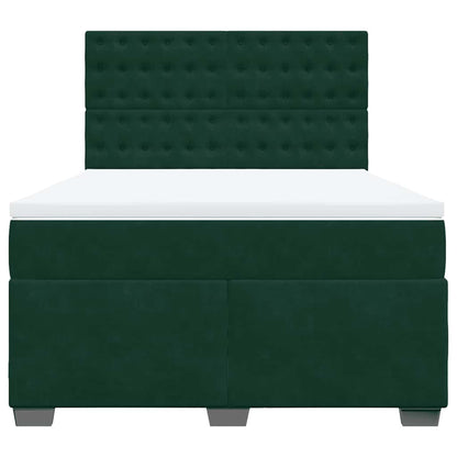 Giroletto a Molle con Materasso Verde Scuro 140x190 cm Velluto