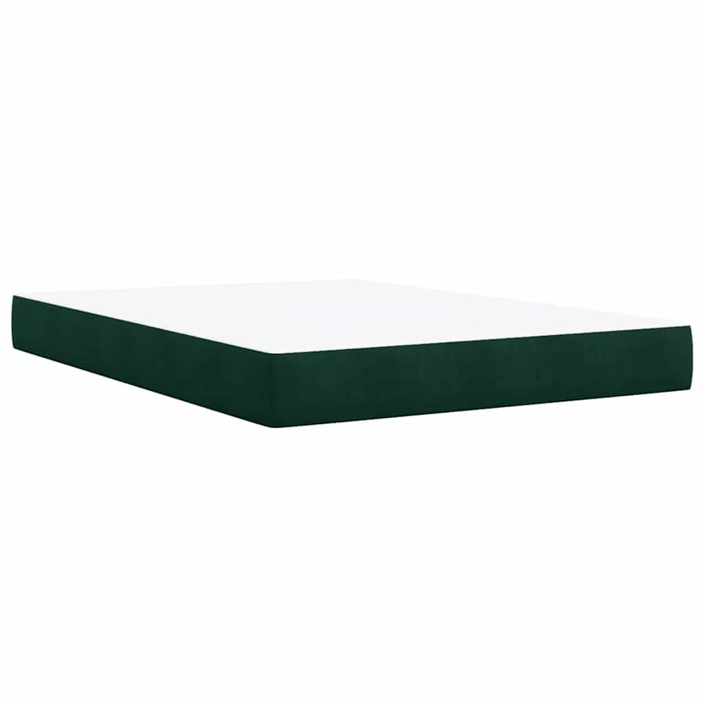 Giroletto a Molle con Materasso Verde Scuro 140x190 cm Velluto