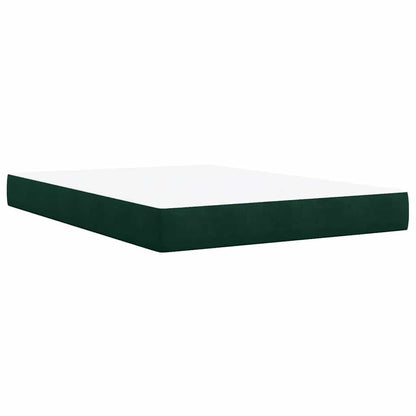 Giroletto a Molle con Materasso Verde Scuro 140x190 cm Velluto
