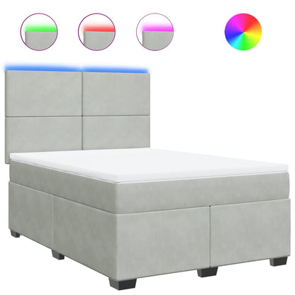 Giroletto a Molle con Materasso Grigio Chiaro 140x200cm Velluto