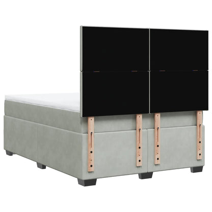 Giroletto a Molle con Materasso Grigio Chiaro 140x200cm Velluto