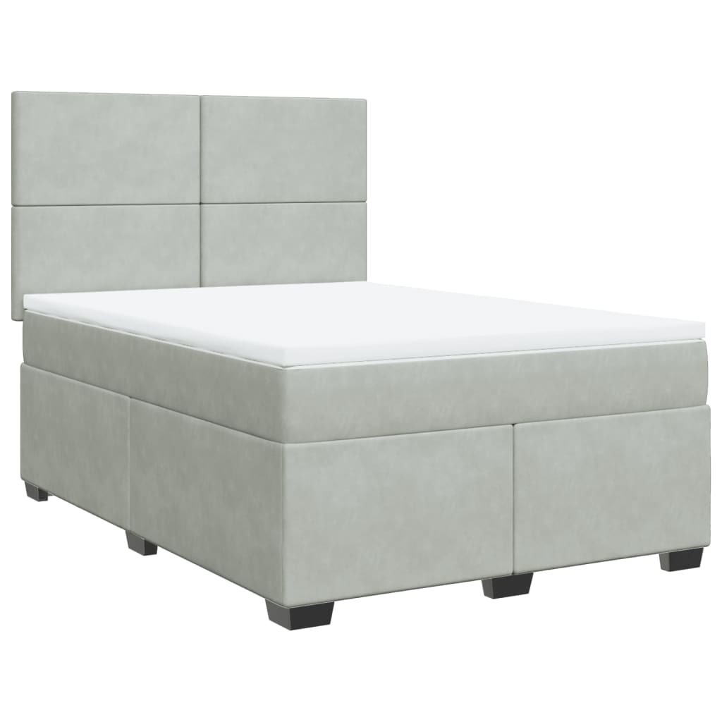 Giroletto a Molle con Materasso Grigio Chiaro 140x200cm Velluto