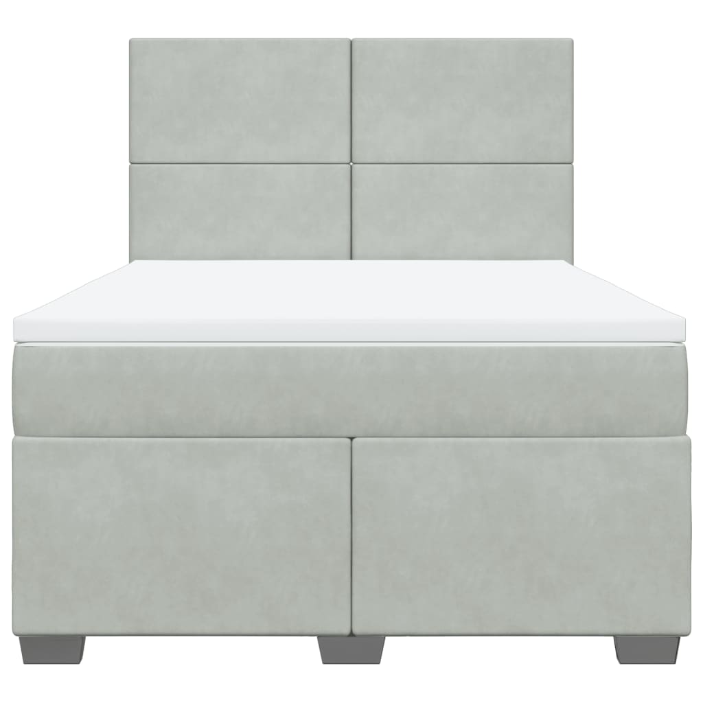 Giroletto a Molle con Materasso Grigio Chiaro 140x200cm Velluto